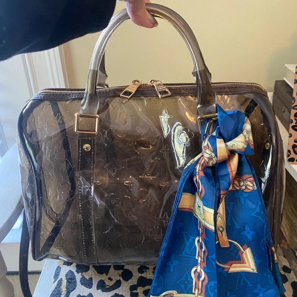 Brown clear satchel bag with Twilly - Picture 10 of 15